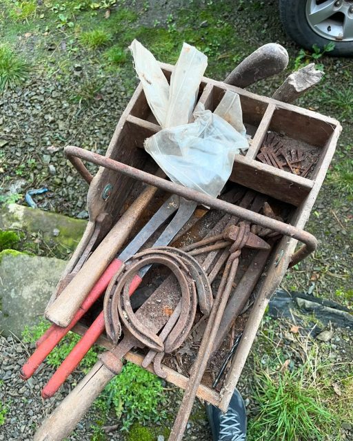 When I started making jewellery lots of people said to me ‘you need to share your story’ ‘people love to know the person, the maker and at first I found the idea of this quite intrusive and thought, why can’t people just buy what I make, why do they need to know about me? Then over the many years I have been using social media to advertise what I do and now studying at university I have come to understand the importance of ‘knowing the artist…’ it can give the buyer a much more meaningful piece of jewellery or art, not just because they love the piece of jewellery but because they understand the meaning and reason behind a piece from the makers point of view. It’s not just jewellery that I make there is so much more to it.. these photos are of the farriers trug that my Dad, Sim used when he was working as a farrier. It is a long time ago now but seeing and handling all the tools again made me realise it all comes from this set of tools and these very horseshoe very nails that I would sit and play with as a child while my dad was working. My Farrier collection will be forever so much more special to me now and I will always continue it. #deaddadsclub #farrier #horseshoenail #silverhorseshoenailjewellery ewellery #slightleworriedihavebecomesentimental!